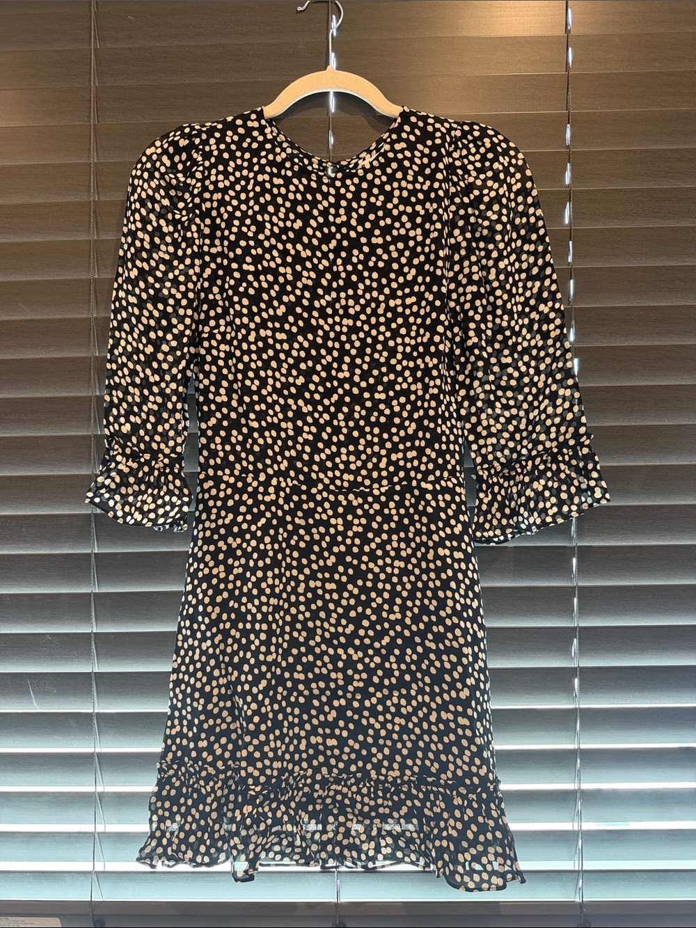 Reformation Black and Cream Polka Dot Mini Dress
